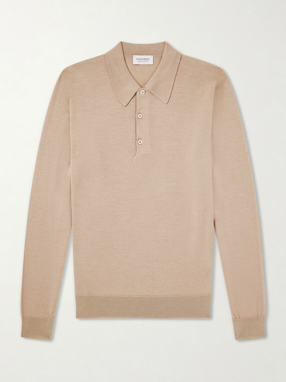 John Smedley - Caverhill Knitted Merino Wool Polo Shirt - Neutrals