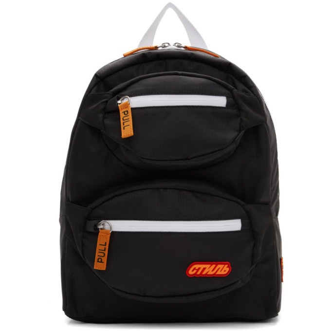 Photo: Heron Preston Black and Orange Double Padded Style Backpack