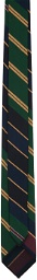 Engineered Garments Green & Navy CP Regimental Stripe Neck Tie