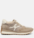 Veronica Beard Valentina suede-trimmed leather sneakers