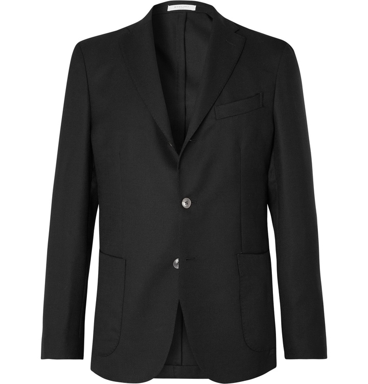 Photo: Boglioli - Black Slim-Fit Unstructured Wool-Hopsack Blazer - Black