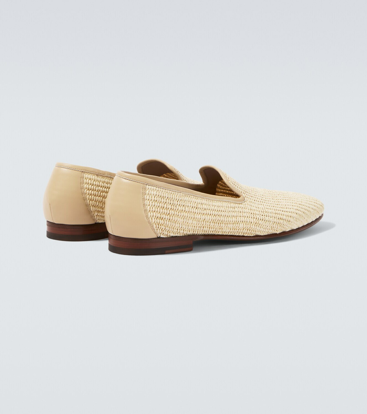 Manolo Blahnik Mario leather-trimmed raffia loafers