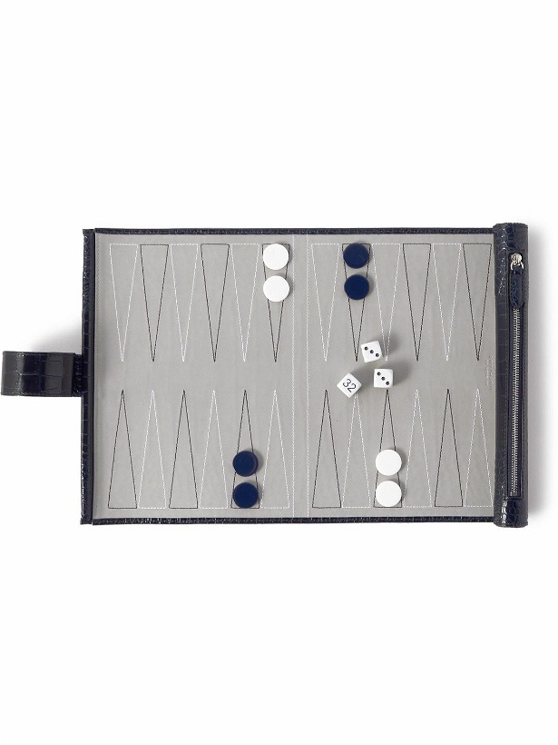Photo: Smythson - Mara Portable Croc-Effect Leather Backgammon Set