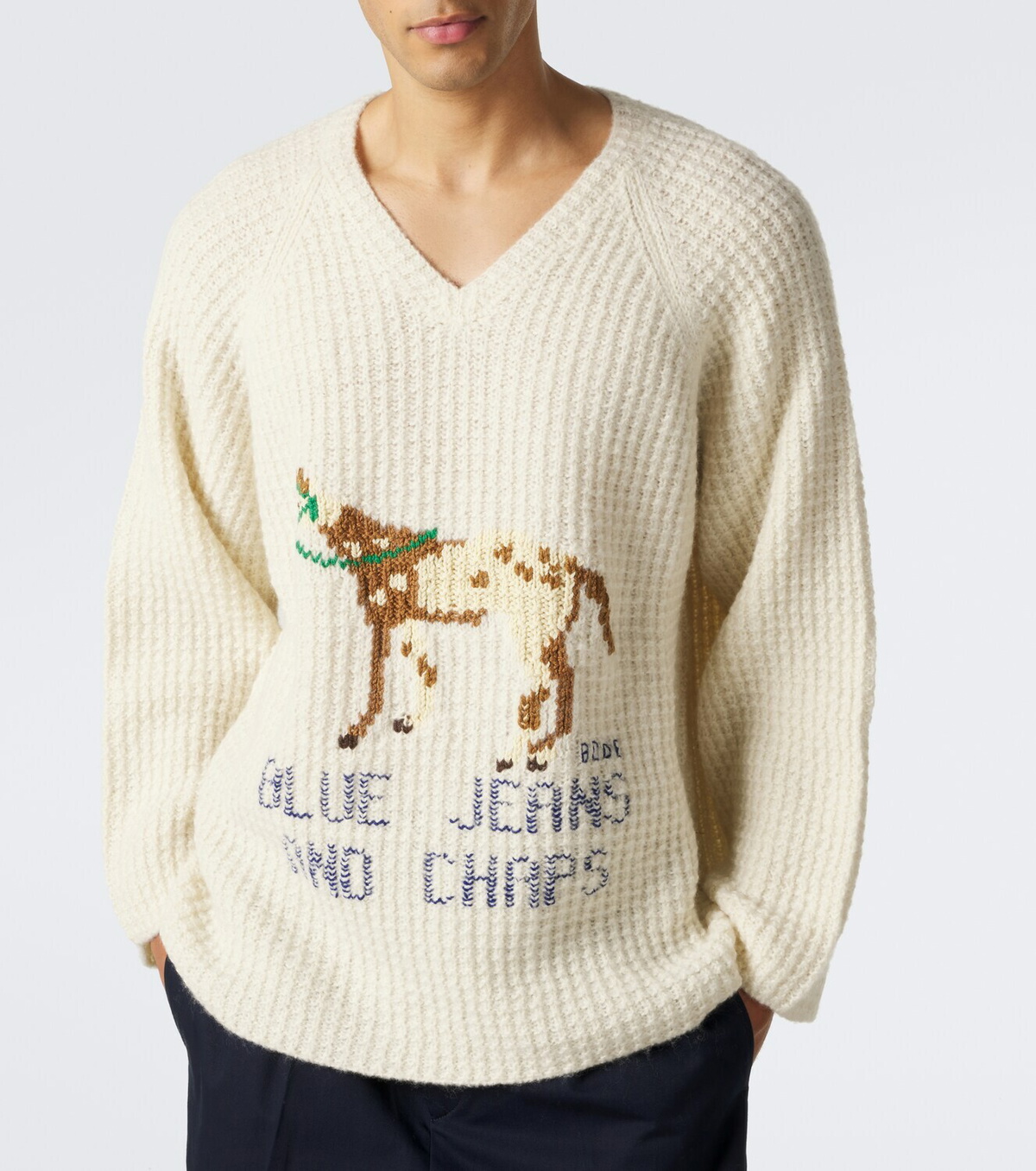 Bode Show waffle-knit intarsia wool sweater