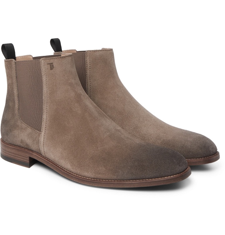 Photo: Tod's - Suede Chelsea Boots - Gray