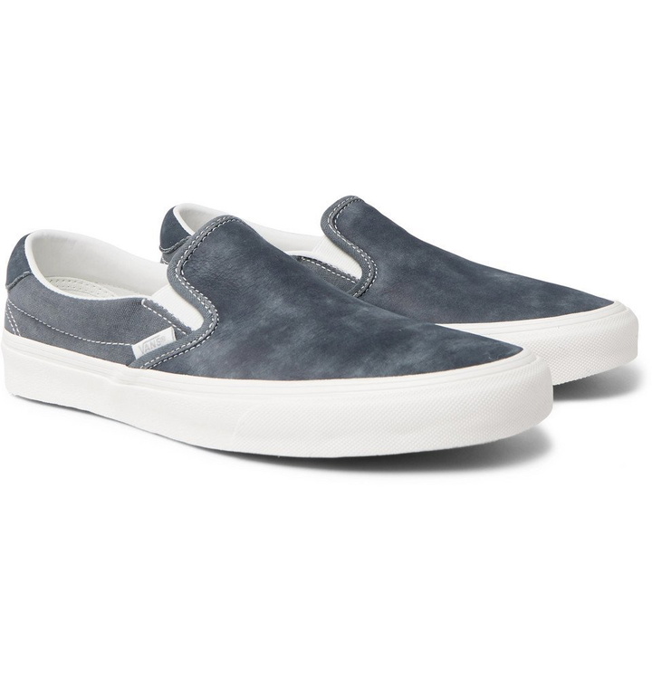 Photo: Vans - OG Classic LX Brushed-Nubuck and Canvas Slip-On Sneakers - Gray