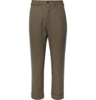 Engineered Garments - Cropped Puppytooth Pleated Woven Trousers - Brown