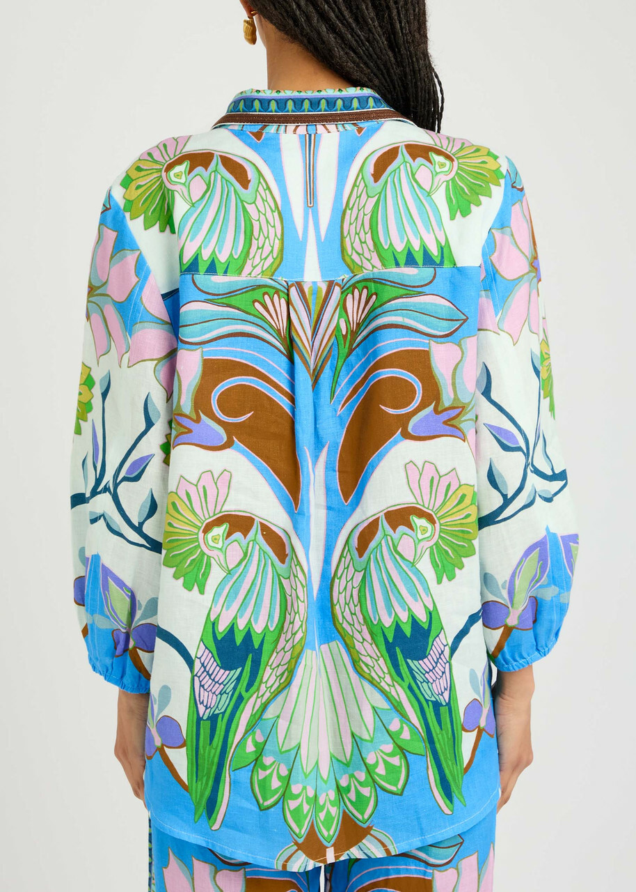 Lug Von Siga Franzie Printed Linen Shirt Blue