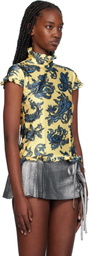 Meryll Rogge Yellow Short Sleeve Ruffle Top