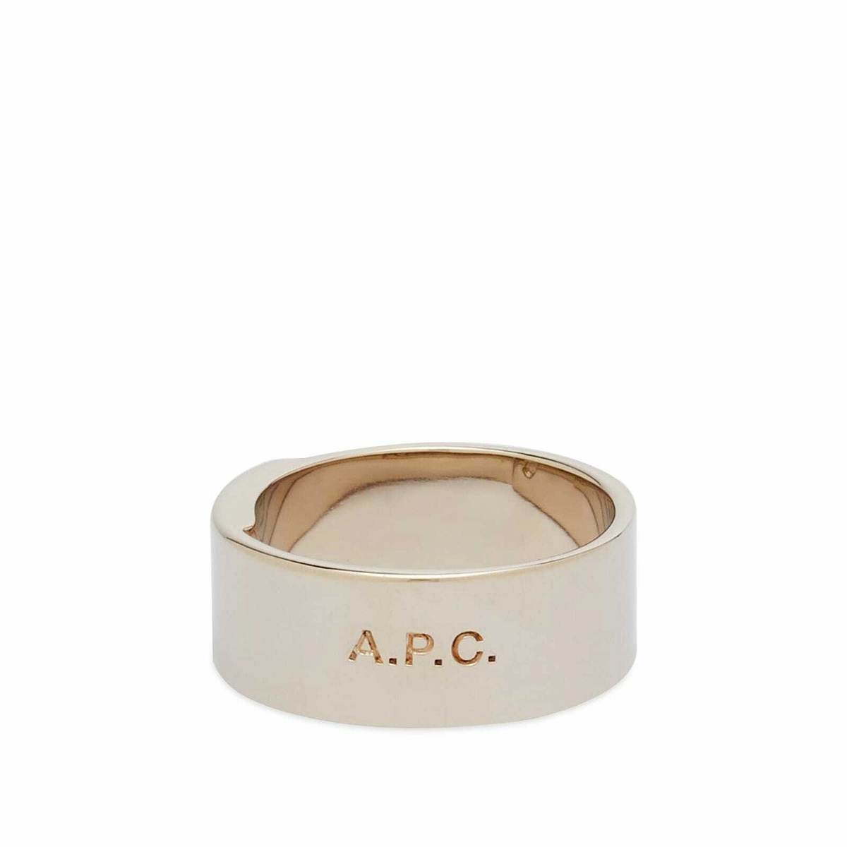 Photo: A.P.C. Men's Fine Charly Logo Ring in Gold