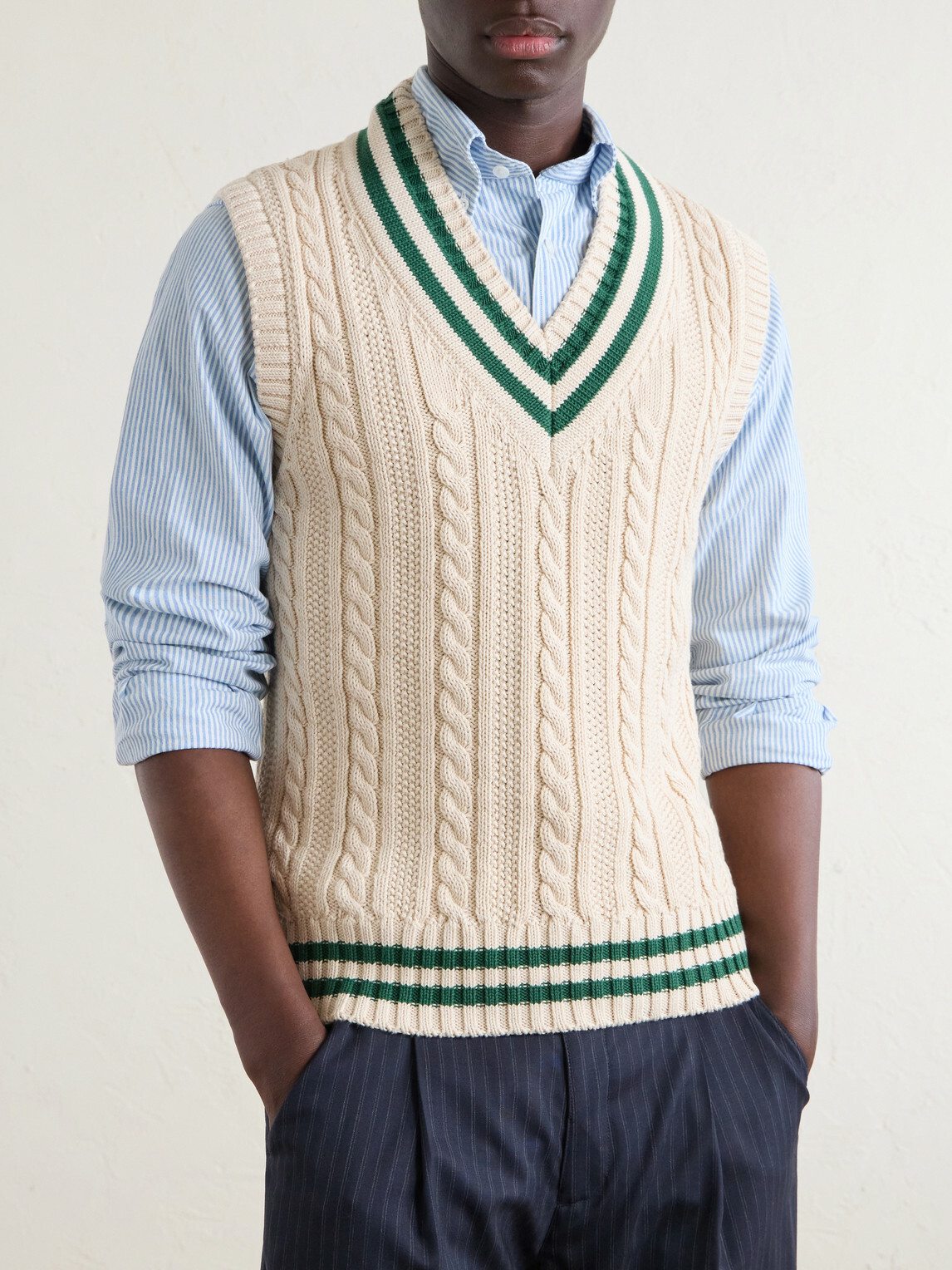Drake's - Cricket Knitted Cotton and Cashmere-Blend Vest - Neutrals