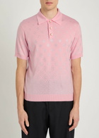 Casablanca Crystal-embellished Merino Wool Polo Shirt Pink