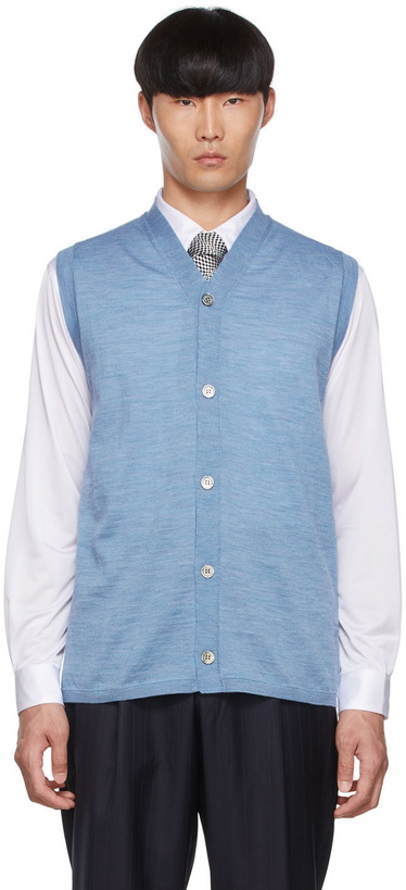 Photo: Comme des Garçons Homme Deux Blue Wool Cardigan