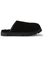 Grenson - Wainwright Shearling-Lined Suede Slippers - Black