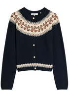 Frame Fair Isle Cashmere Cardigan Navy
