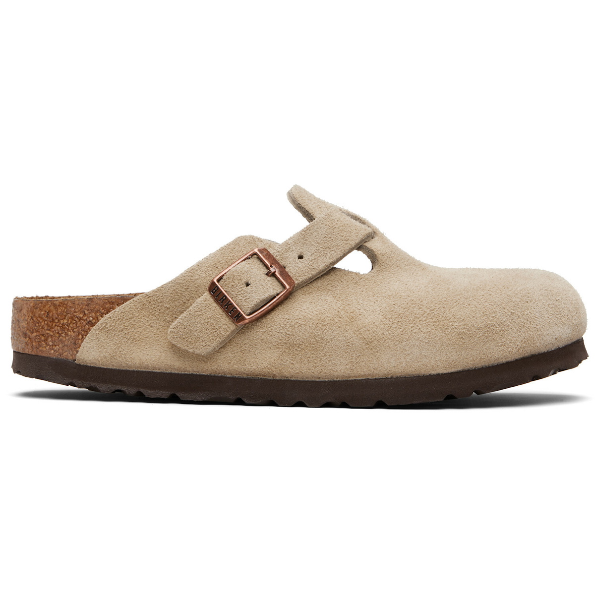 Birkenstock Taupe Regular Boston Soft Footbed Suede Leather Loafers