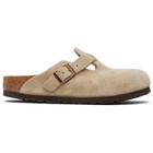 Birkenstock Taupe Regular Boston Soft Footbed Suede Leather Loafers