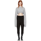 Off-White Grey Simple Crop Hoodie