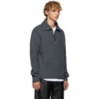 Acne Studios Grey Melange Wool Half-Zip Sweater