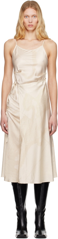 Photo: Feng Chen Wang Beige Pleated Silk Midi Dress
