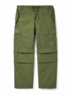 WTAPS - Straight-Leg Logo-Appliquéd Pleated Cotton-Blend Drawstring Cargo Trousers - Green
