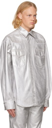 VTMNTS Silver Metallic Denim Shirt