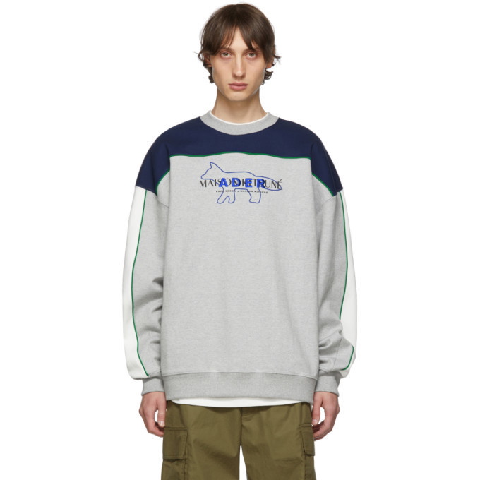Photo: Maison Kitsune Grey Ader Error Edition Layout Sweatshirt