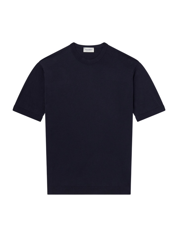 Photo: John Smedley - Torin SS Cotton-Knitted T-Shirt - Blue