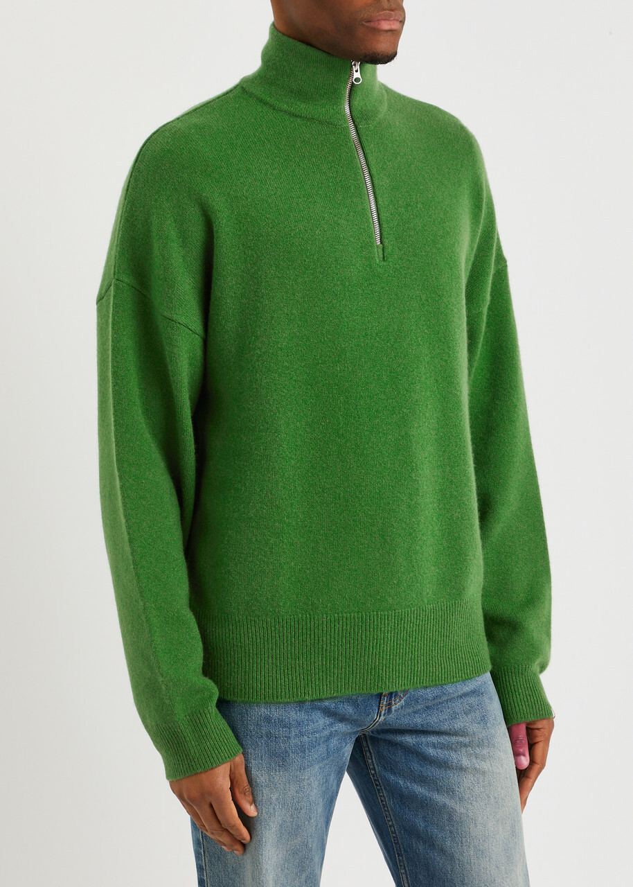 Extreme Cashmere N°235 Hike Half-zip Cashmere-blend Jumper - Green - One Size