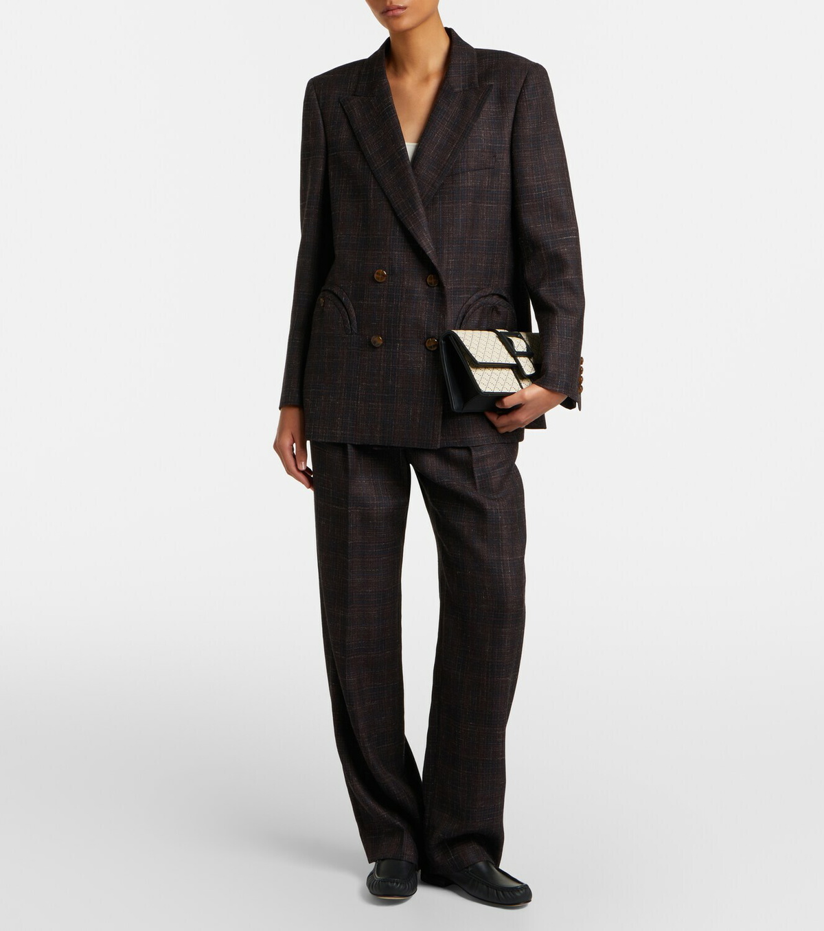 Manolo Blahnik Maycap raffia-effect clutch