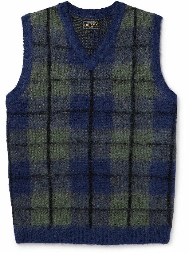 Photo: Beams Plus - Checked Knitted Sweater Vest - Blue