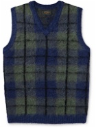 Beams Plus - Checked Knitted Sweater Vest - Blue
