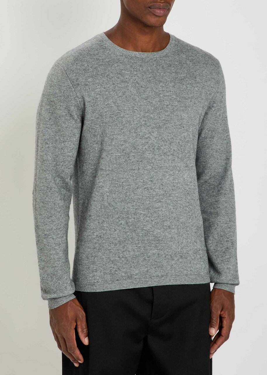 Allude Elbow Patch Cotton and Cashmere-blend Jumper Grey