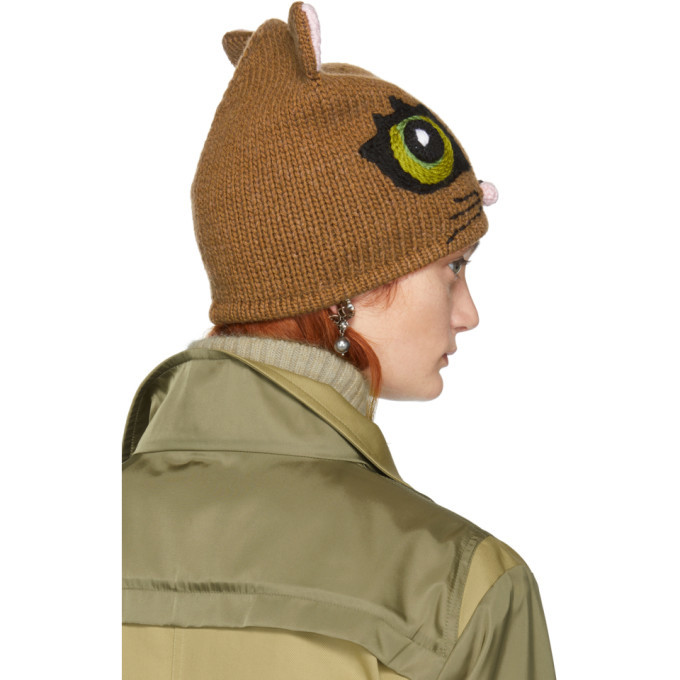 Dolce and Gabbana Brown Cat Beanie Dolce & Gabbana