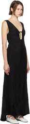 Silk Laundry Black Crinkle Peek-A-Boo Maxi Dress