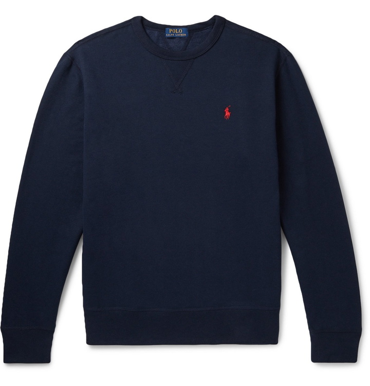 Photo: Polo Ralph Lauren - Fleece-Back Cotton-Blend Jersey Sweatshirt - Blue