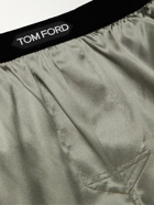 TOM FORD - Velvet-Trimmed Stretch-Silk Satin Boxer Briefs - Green