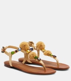 Dolce&Gabbana Embellished raffia-effect thong sandals