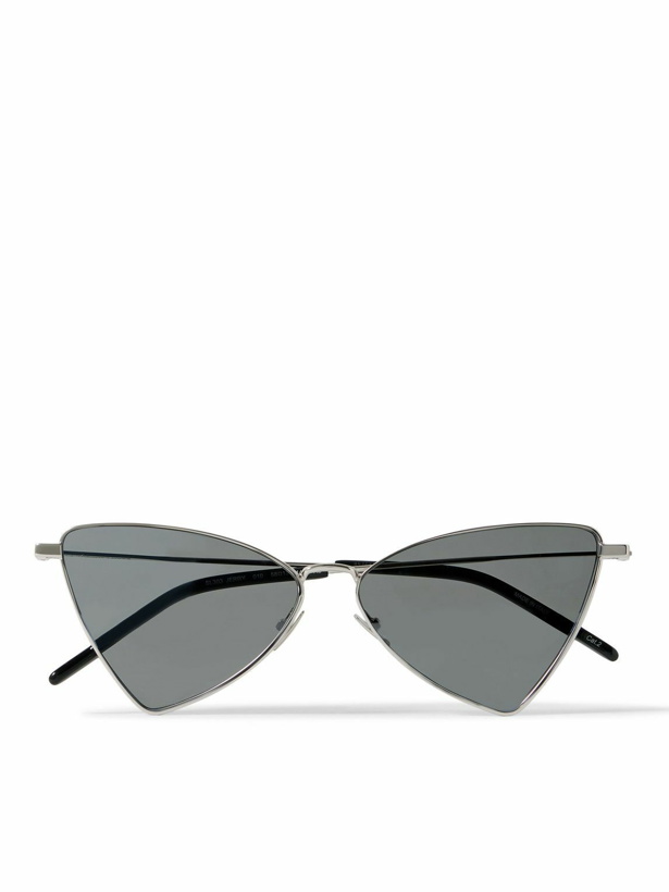 Photo: SAINT LAURENT - Triangle-Frame Silver-Tone Sunglasses