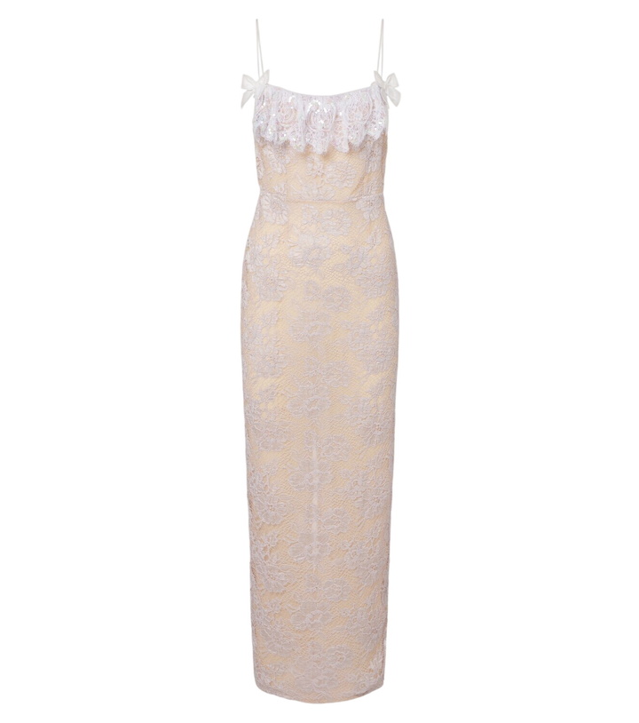 Photo: Alessandra Rich Ruffled sequined lace slip dress