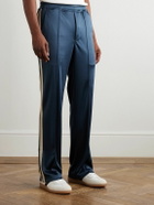 TOM FORD - Straight-Leg Webbing-Trimmed Jersey Track Pants - Blue