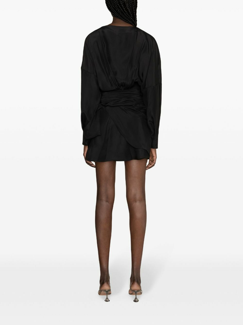 GAUGE81 Black Asuka Gathered Silk Dress
