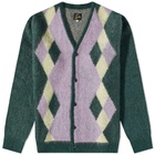 Needles Men's Mohair Diamond Cardigan in Green