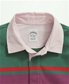 Brooks Brothers Men's Sueded Cotton Chest Stripe Rugby | Green