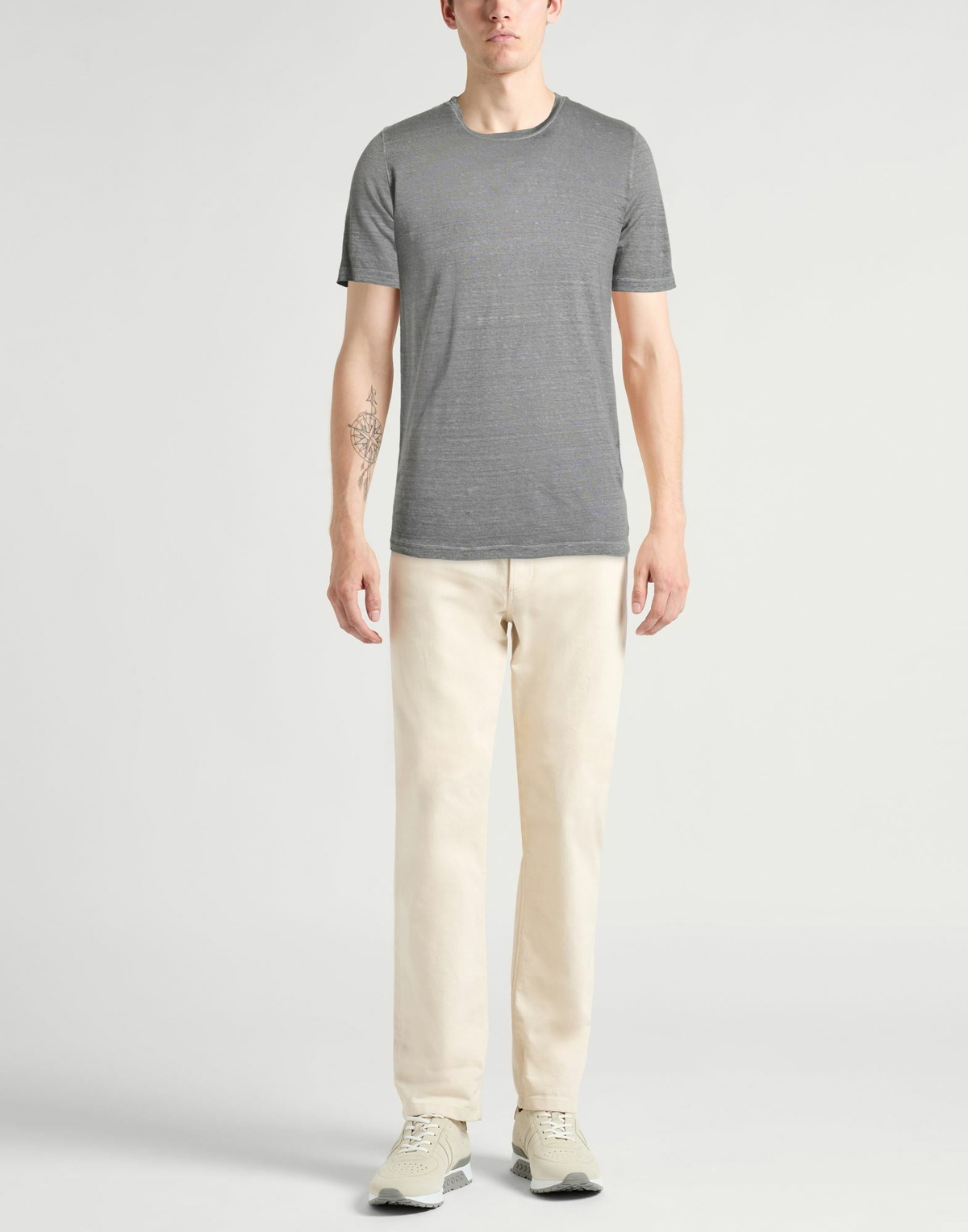 120% Lino Mens T-shirt in Grey