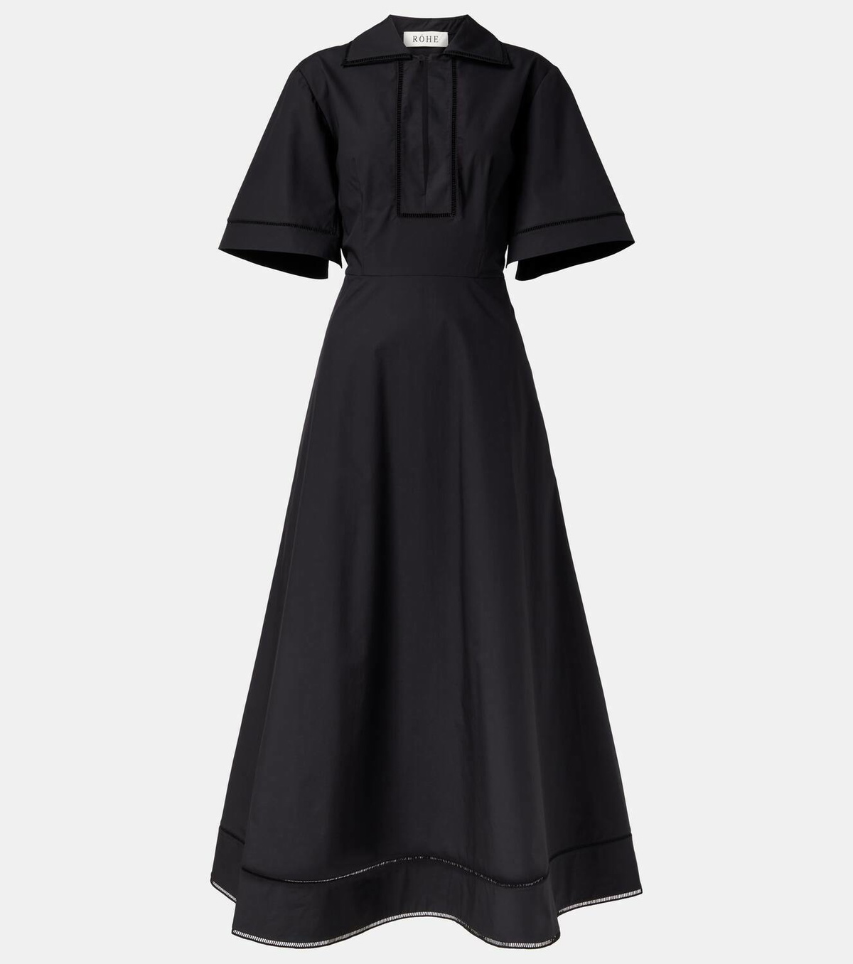 Rhe Embroidered cotton poplin midi dress Rhe