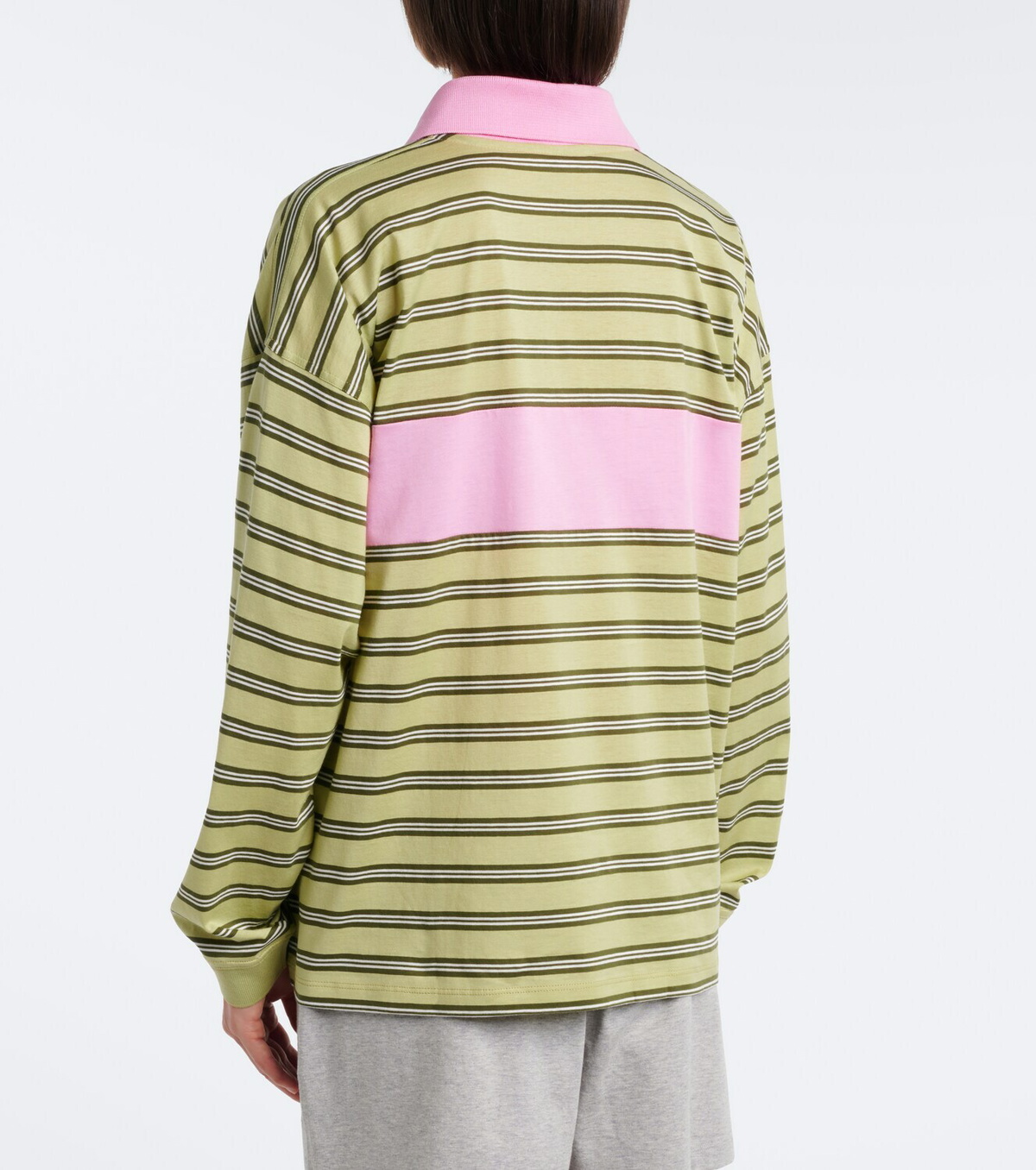 Versace Striped oversized cotton jersey polo shirt