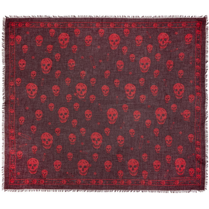 Photo: Alexander McQueen Burgundy F O Punk Skull Scarf