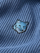 Maison Kitsuné - Logo-Appliquéd Ribbed Cotton-Blend Sweater - Blue