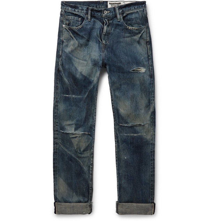 Photo: Neighborhood - Distressed Selvedge Denim Jeans - Indigo